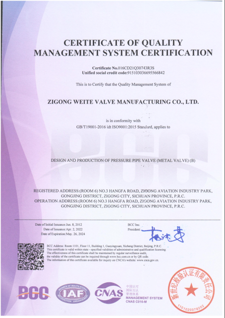 ISO9001质量体系认证证书英文版